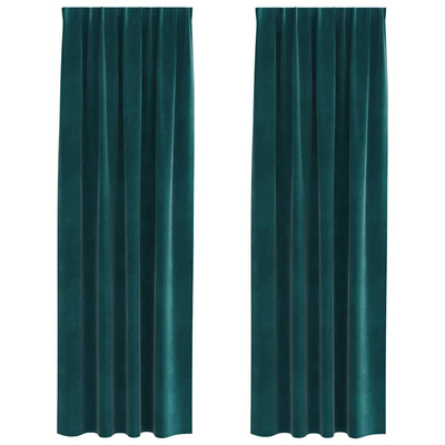 Zasłony zaciemniające 2 pcs Ciemna zieleń 140 x 245 cm Aksamit