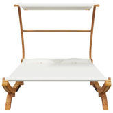 vidaXL Leżak z zadaszeniem, 165x203x138 cm, gięte drewno, kremowy