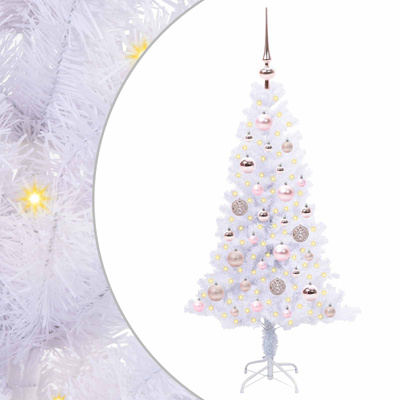 Sztuczna choinka z 150 diodami LED Biały 120 cm PVC i Stal