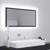vidaXL Lustro łazienkowe z LED, szare, 90x8,5x37 cm, akryl