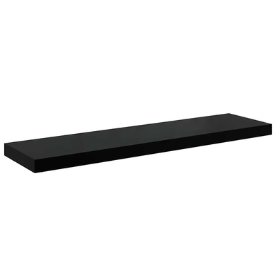 vidaXL Półki ścienne 4 szt. wysoki połysk, czarne, 90x23,5x3,8 cm, MDF
