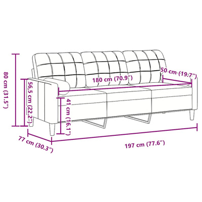 3-osobowa sofa z poduszkami, niebieska, 180 cm, aksamit