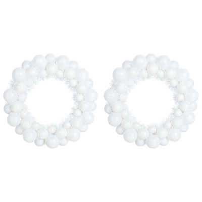 Wieniec Bożonarodzeniowy z Bombkami 2 pcs Biały 33 x 33 x 7 cm