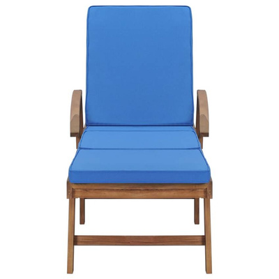 vidaXL Leżaki z poduszkami, 2 szt., lite drewno tekowe, niebieskie