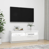 Szafka TV z oświetleniem LED, biel z połyskiem, 100x35x40 cm