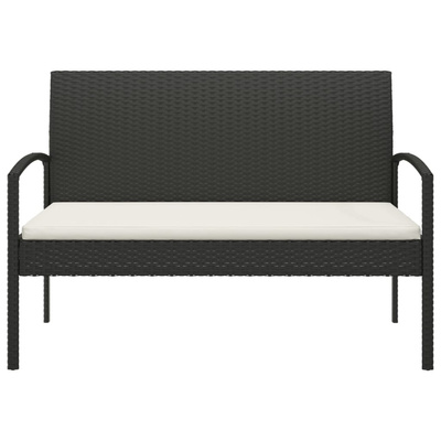 Ławka ogrodowa z poduszką, czarna, 105 cm, polirattan