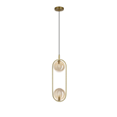 Lampa wisząca CORDEL vintage - złoty mosiądz z bursztynowymi kloszami kulkami - eleganckie oświetlenie salonu 2x G9 LED