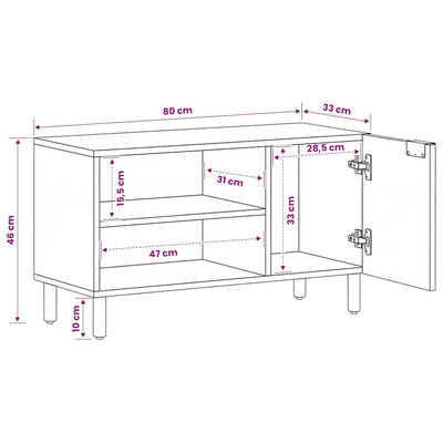 Szafka pod telewizor, czarna, 80x33x46 cm