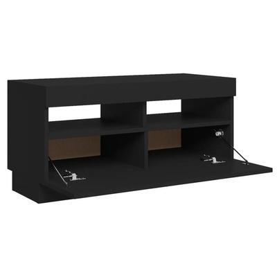 vidaXL Szafka pod TV z oświetleniem LED, czarna, 80x35x40 cm