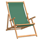 Składany leżak plażowy, lite drewno tekowe, zielony vidaXL