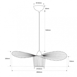 Nowoczesna Lampa Wisząca 80cm Kapelusz Abruzzo Petti