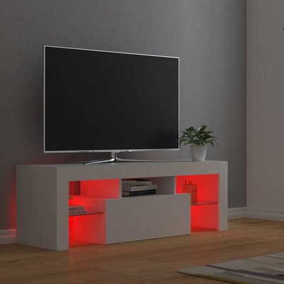 vidaXL Szafka pod TV z oświetleniem LED, biała, 120x35x40 cm