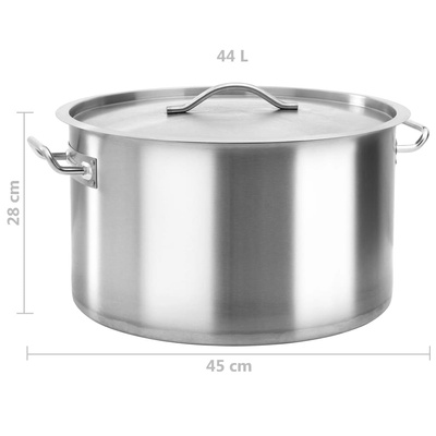 vidaXL Garnek, 44 L, 45 x 28 cm, stal nierdzewna