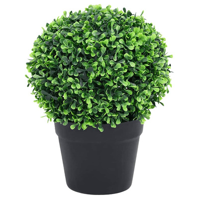 Kule ze sztucznego bukszpanu w doniczce, 2 szt., zielone, 37 cm