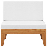 Moduł sofy środkowej, kremowe poduszki, lite drewno akacjowe