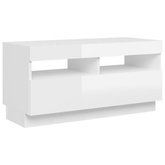 vidaXL Szafka pod TV z oświetleniem LED, biała z połyskiem, 80x35x40cm