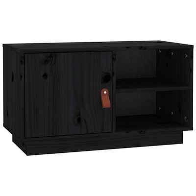 vidaXL Szafka pod TV, czarna, 70x34x40 cm, lite drewno sosnowe