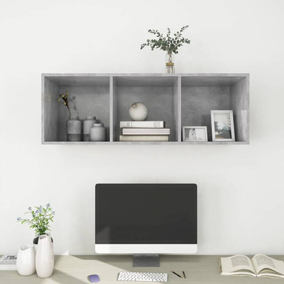 vidaXL Wisząca szafka pod TV, szarość betonu, 37x37x107 cm