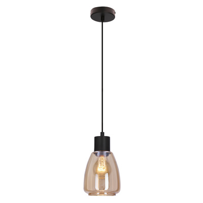MOLDO lampa wisząca czarny 1x40W E27 klosz bursztynowy  31-35073