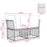 Ogrodowy loveseat 2 szt. 2-osobowy Naturalny i Kremowy Biały