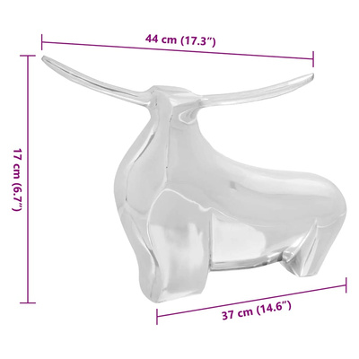 Rzeźba byka Srebrny 37 x 44 x 17 cm Aluminium