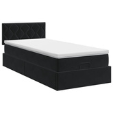 Łóżko ottoman z materacem Z zagłówkiem Czarny 80 x 200 cm Welur