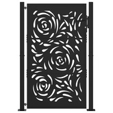 Brama ogrodowa czarna 100x150 cm Stalowy wzór płomienia
