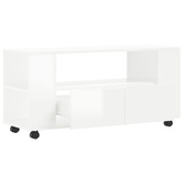 vidaXL Szafka pod TV, wysoki połysk, biała, 102x34,5x43 cm