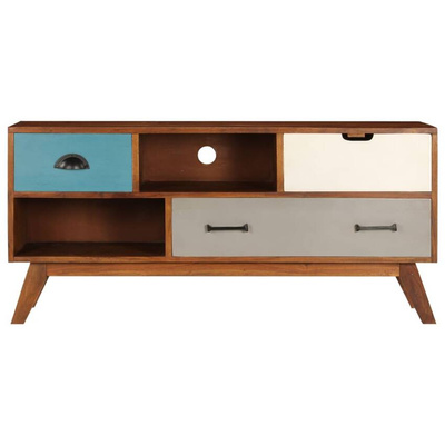 vidaXL Szafka pod TV z 3 szufladami, 110x35x50 cm, drewno akacjowe