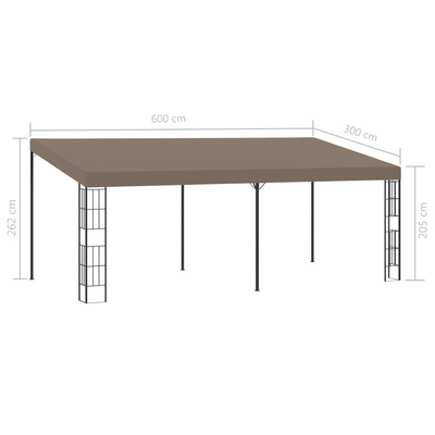 vidaXL Altana przyścienna, 6 x 3 m, taupe, tkanina
