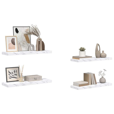 Półka ścienna 4 szt. Biały marmur 80 x 23,5 x 3,8 cm