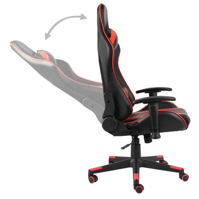 vidaXL Obrotowy fotel gamingowy, czerwony, PVC