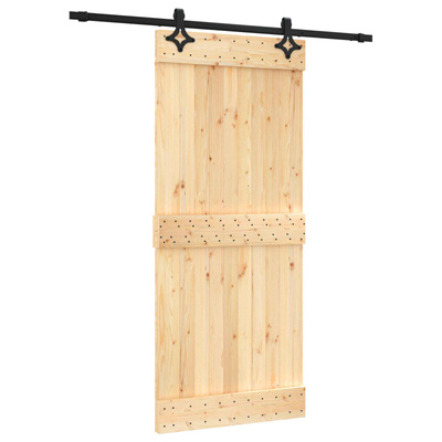 Drzwi przesuwne 90 x 210 cm Lite Drewno Sosnowe (Nieobrobione)