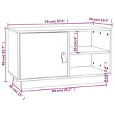 vidaXL Szafka pod TV, szara, 70x34x40 cm, lite drewno sosnowe