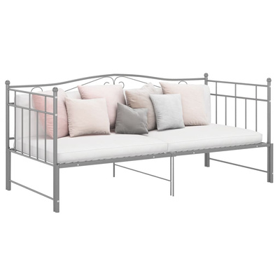 Sofa z wysuwaną ramą łóżka, szara, metalowa, 90x200 cm vidaXL