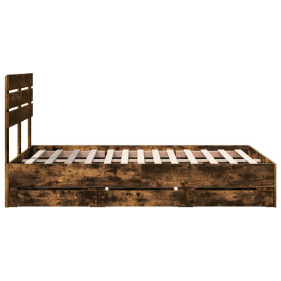 Ramka łóżka Dąb wędzony 135 x 190 cm Drewno inżynieryjne