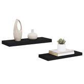 vidaXL Półki ścienne, 2 szt., czarne, 60x23,5x3,8 cm, MDF