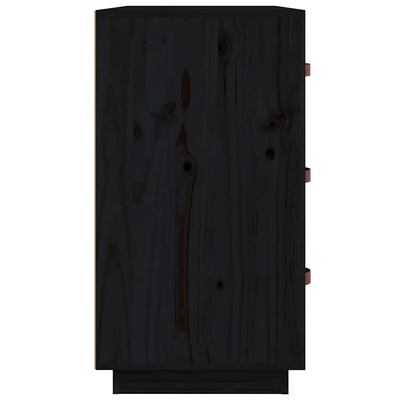 vidaXL Komoda, czarna, 80x40x75 cm, lite drewno sosnowe
