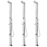 Prysznic ogrodowy z szarą podstawą, 225 cm, stal nierdzewna