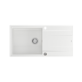 EVAN 146 XL GraniteQ zlewozmywak z syfonem Push 2 Open 1-komorowy z/o (1000x500x210; kom. 420x480) snow white / elementy stalowe