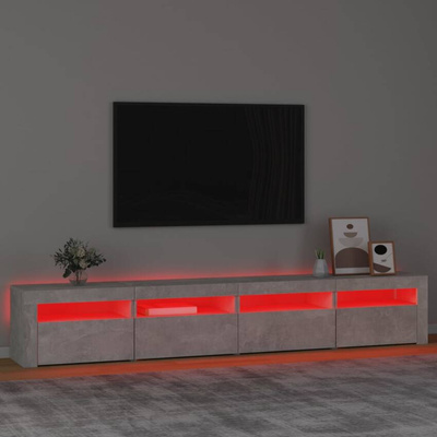 vidaXL Szafka pod TV z oświetleniem LED, szarość betonu, 240x35x40 cm