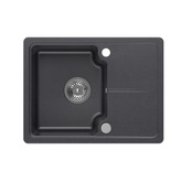 Zlewozmywak granitowy BABY TONY 116  – jednokomorowy, wpuszczany, black dotted/elementy stalowe, Quadron