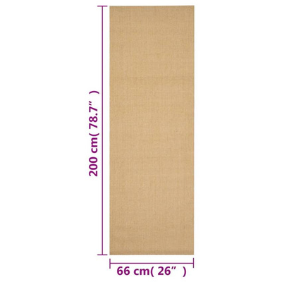 vidaXL Dywanik, naturalny sizal, 66x200 cm