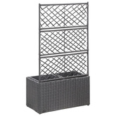 vidaXL Donica z kratką i 2 wkładami, 58x30x107 cm, polirattan, czarna