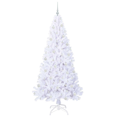 Sztuczna choinka z 300 diodami LED Biały 210 cm PVC i stal