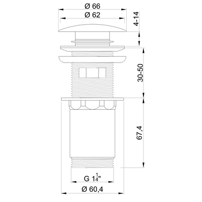 Korek click-clack, mosiężny, uniwersalny, duży grzybek chrom SC-B1-028-G Invena