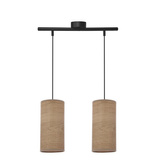 Lampa wisząca z abażurami Ballo czarna podwójna nad stół abażur orzechowy  