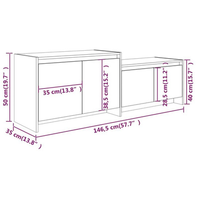 vidaXL Szafka pod TV, biała, 146,5x35x50 cm, materiał drewnopochodny