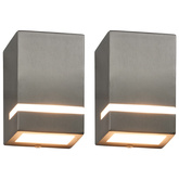 Zewnętrzne lampy ścienne, 2 szt., 35 W, srebrne, prostokątne