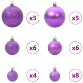 Zestaw Bombek Choinkowych 61 pcs Liliowy Z tworzywa sztucznego